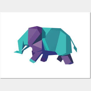 elephants: Blue-Green Colorful Delight Posters and Art